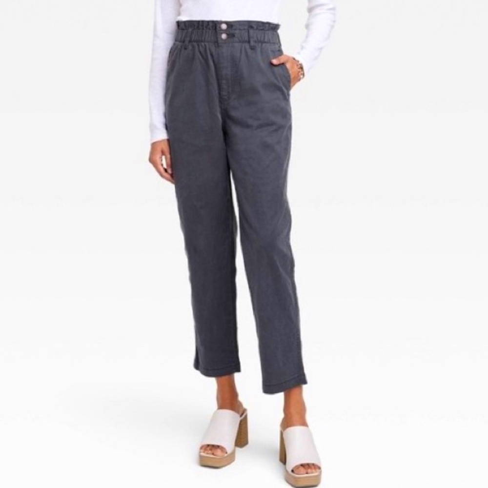 Universal Thread Navy Blue Paperbag High Rise Relaxed Fit Ankle Pants 0 Women’s